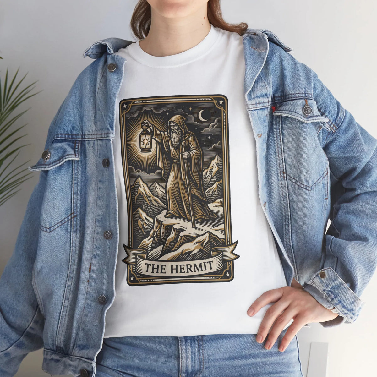The Hermit Tarot T-Shirt - Medium Weight Cotton Classic Tee - Unisex White