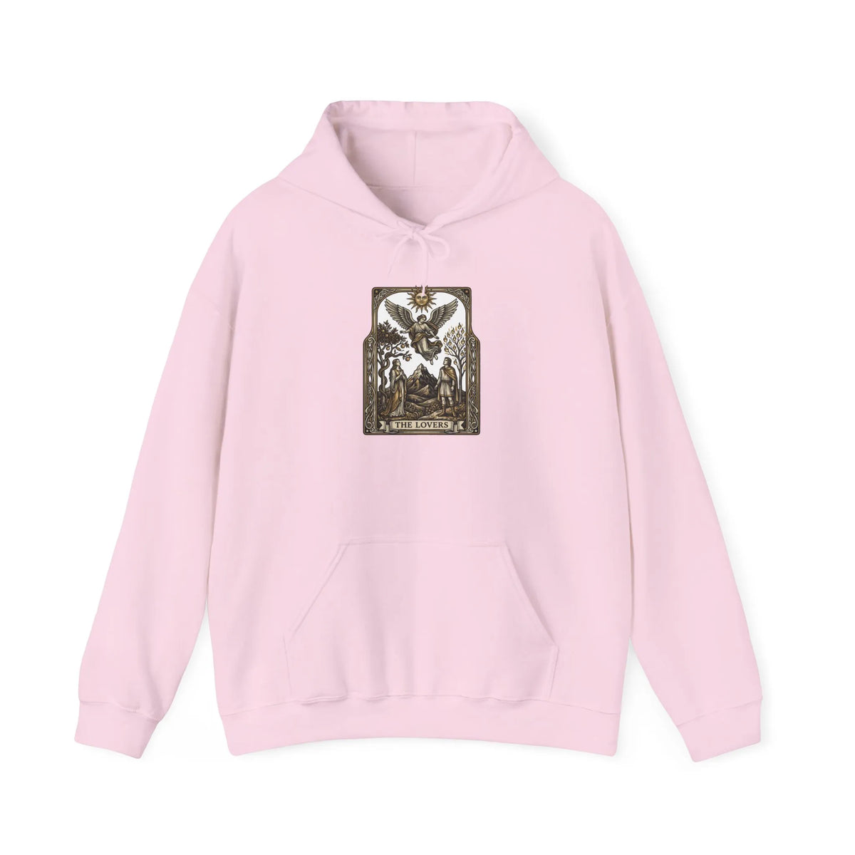 The Lovers Tarot Card Hoodie - Medium-Weight Fleece Pullover - Unisex White