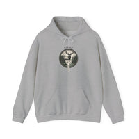 Elhaz Rune Deer Forest Graphic Hoodie - Heavy Blend Fleece Pullover - Unisex White