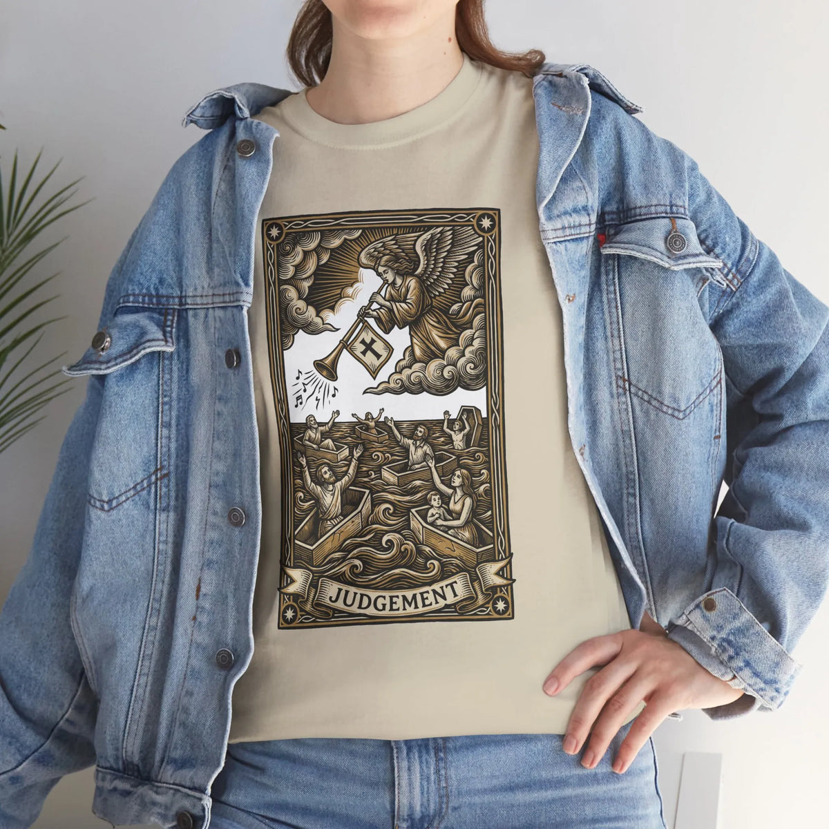 Judgement Angel Graphic T-Shirt - Heavy Cotton Classic Fit Tee - Unisex White