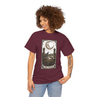 Moonlight Wolves Tarot Graphic T-Shirt - Heavy Cotton Classic Fit Crewneck - Unisex White