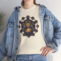 Alchemist Cat Sacred Geometry T-Shirt - Durable Heavy Cotton Tee - Unisex White