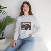 Freyja's Sacred Cats Norse Woodcut Sweatshirt - Heavy Blend Crewneck Fleece - Unisex White