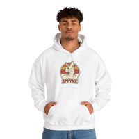 Sphynx Cat Retro Sunset Hoodie - Soft Blend Fleece Pullover - Unisex Ash