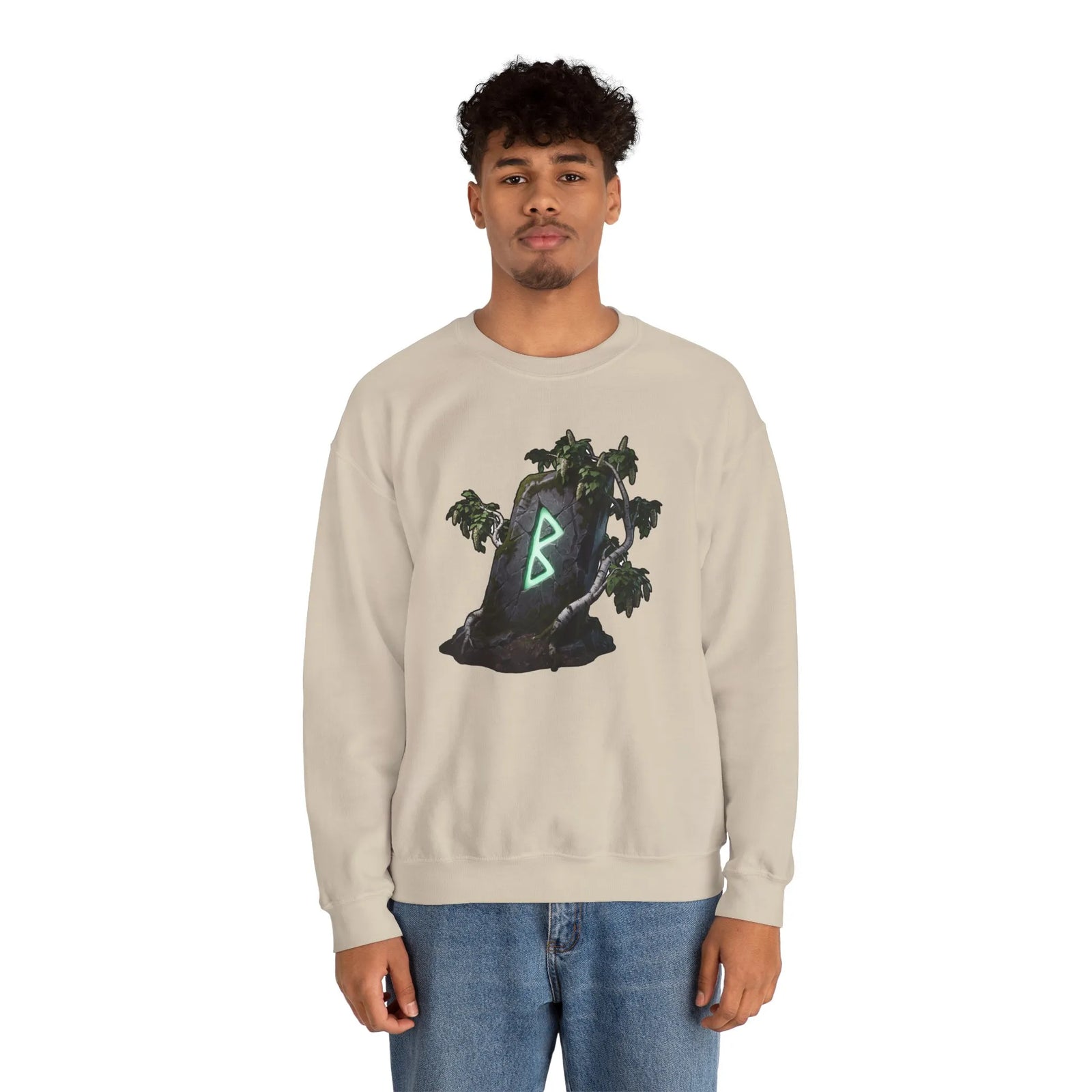 Berkana Rune Birch Tree Sweatshirt - Heavy Blend Crewneck - Unisex White
