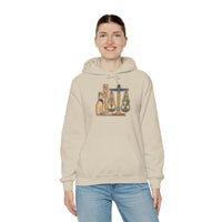 Sphynx Cat Egyptian Scales Hoodie - Heavyweight Cotton Blend Pullover - Unisex White