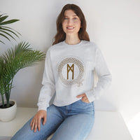Mannaz Rune Celtic Knot Sweatshirt - Classic Fit Heavy Blend Crewneck - Unisex White