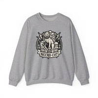 Skull Throne Heavy Metal Cats Sweatshirt - Heavy Blend Fleece Crewneck - Unisex White