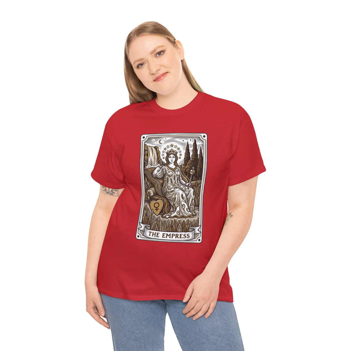 Empress Tarot Card Graphic T-Shirt - Heavy Cotton Classic Fit Tee - Unisex White
