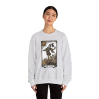 The Fool Tarot Card Graphic Sweatshirt - Heavy Blend Crewneck Fleece - Unisex White