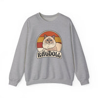 Ragdoll Cat Retro Sunset Sweatshirt - Heavy Blend Fleece Crewneck - Unisex White