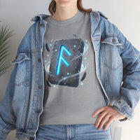 Ansuz Rune Odin's Raven Graphic T-Shirt - Heavy Cotton Classic Fit Crewneck Tee - Unisex White