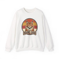 Maine Coon Retro 70s Sunset Sweatshirt - Soft 50/50 Cotton Blend Crewneck - Unisex White