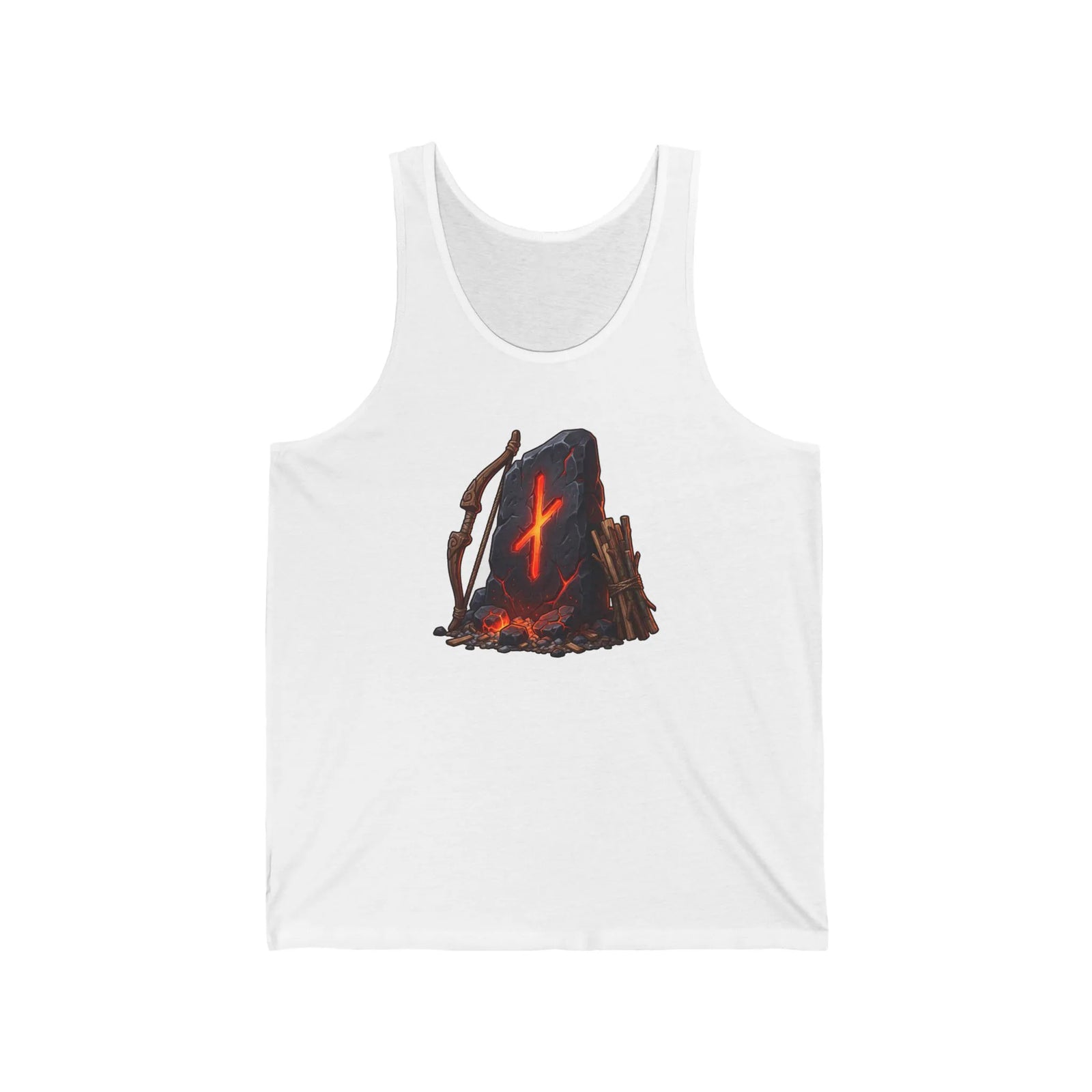 Nauthiz Rune Graphic Tank Top - Lightweight Ring-Spun Cotton Jersey - Unisex Athletic Heather