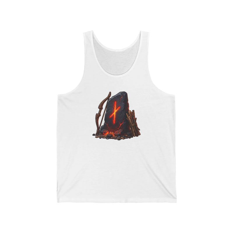 Nauthiz Rune Graphic Tank Top - Lightweight Ring-Spun Cotton Jersey - Unisex Athletic Heather