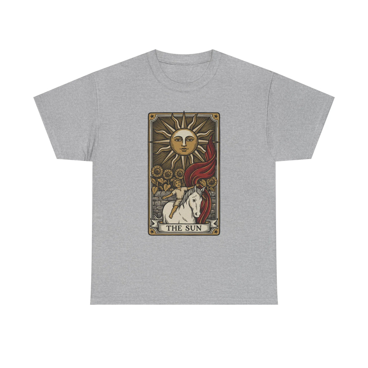 Tarot The Sun Card T-Shirt - Medium Weight 100% Cotton Tee - Unisex White