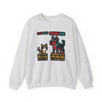 8-Bit Pixel Gaming Cats Boss Fight Sweatshirt - Heavyweight Cotton Blend Crewneck - Unisex Ash