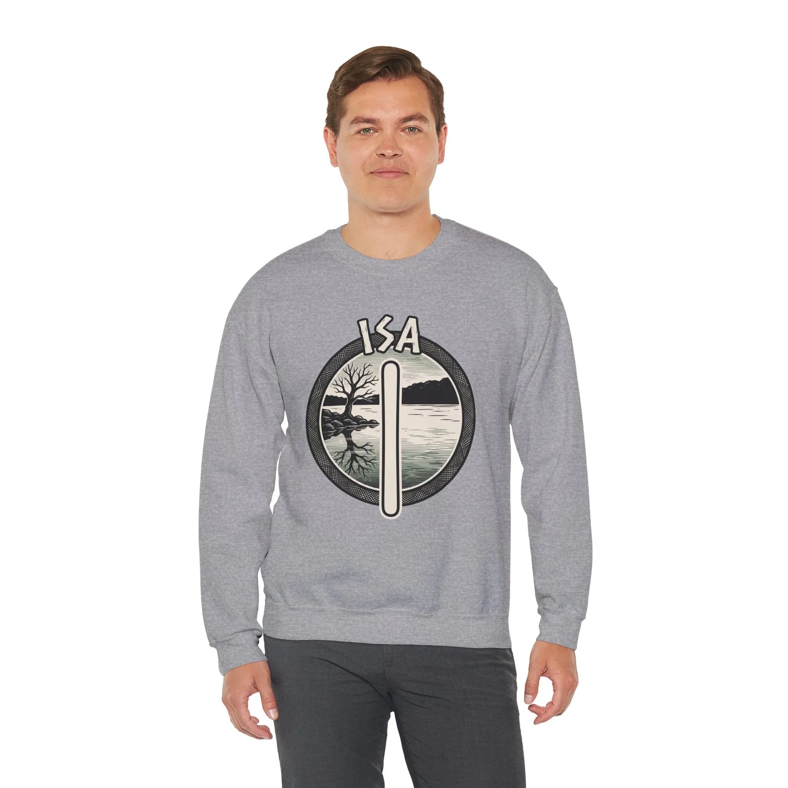 Isa Rune Ice Stillness Sweatshirt - Heavy Blend Crewneck Fleece - Unisex White