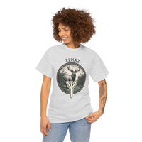 Elhaz Protection Rune Elk Graphic T-Shirt - Heavy Cotton Classic Fit Tee - Unisex White