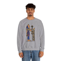 Bastet Sphynx Egyptian Cat Sweatshirt - Heavy Blend Fleece Crewneck - Unisex Ash Gray