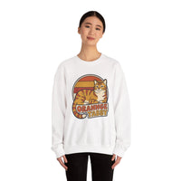 Orange Tabby Retro Sunset Graphic Sweatshirt - Heavy Blend Crewneck Fleece - Unisex White