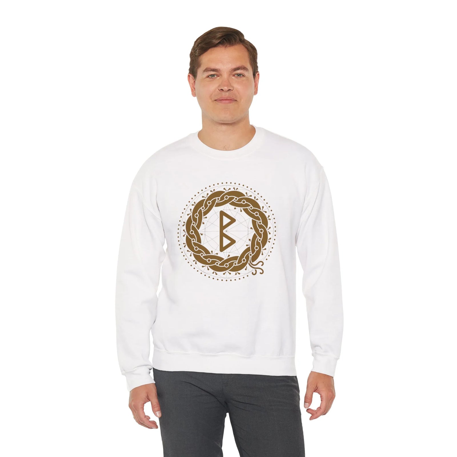 Berkana Earth Mother Rune Sweatshirt - Midweight Cotton Blend Fleece - Unisex White