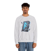 Ansuz Rune Divine Speech Graphic Sweatshirt - Heavy Blend Fleece Crewneck - Unisex White