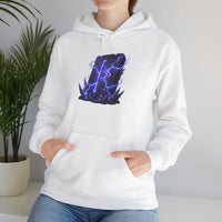 Thurisaz Rune Lightning Graphic Hoodie - Heavy Blend Fleece Pullover - Unisex White