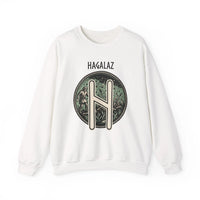 Hagalaz Rune Hail Graphic Sweatshirt - Medium-Heavy Cotton Blend Crewneck - Unisex White