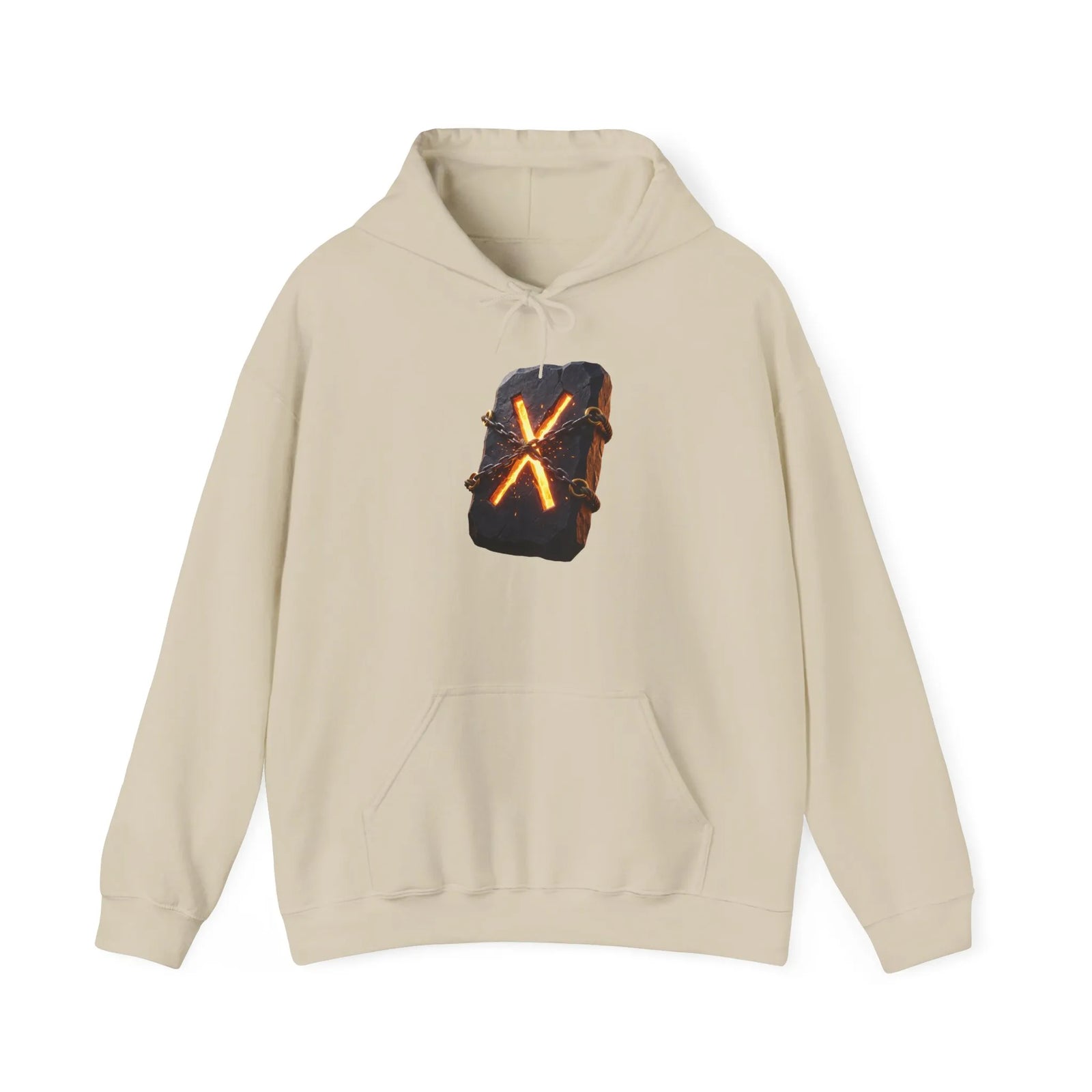 Gebo Rune Symbol Hoodie - Cozy Cotton Blend Fleece Pullover - Unisex White