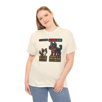 8-Bit Pixel Gaming Cats Boss Fight T-Shirt - Heavy Cotton Classic Fit Tee - Unisex White
