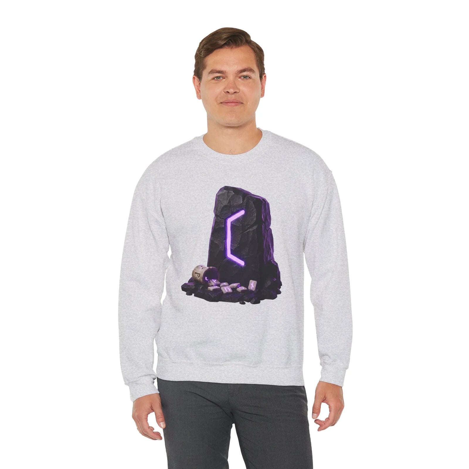 Perthro Rune Mystery Sweatshirt - Durable Cotton Poly Blend Crewneck - Unisex White