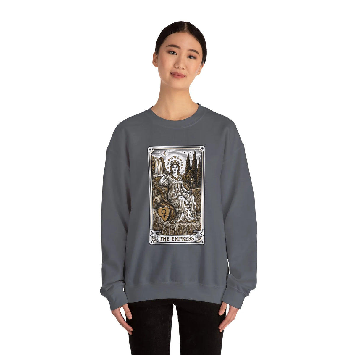Major Arcana Empress Tarot Card Sweatshirt - Soft Heavy Blend Crewneck - Unisex White