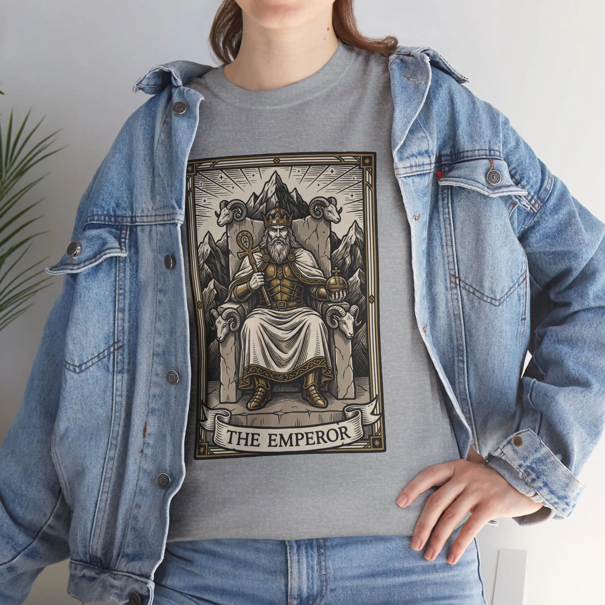 The Emperor Tarot Card T-Shirt - Heavy Cotton Classic Fit - Unisex White