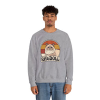 Ragdoll Cat Retro Sunset Sweatshirt - Heavy Blend Fleece Crewneck - Unisex White