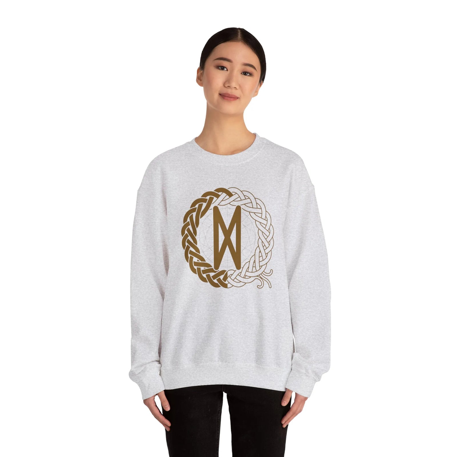 Dagaz Rune Dawn & Dusk Sweatshirt - Heavy Blend Classic Fit Crewneck - Unisex White