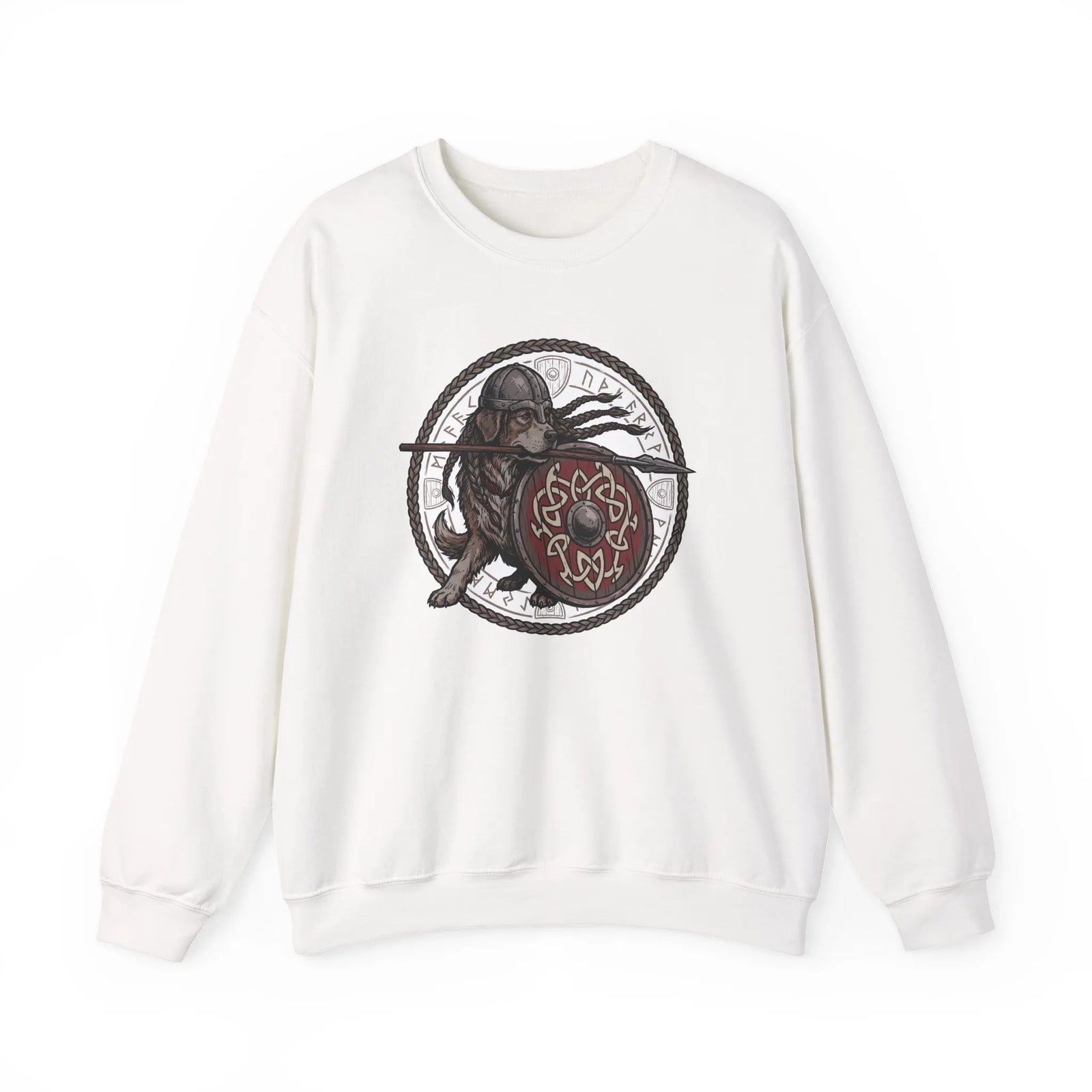 Shieldmaiden Viking Berserker Dogs Sweatshirt - Heavyweight Fleece Crewneck - Unisex White