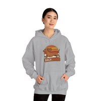 Dachshund Retro 70s Sunset Hoodie - Classic Fit Fleece Pullover - Unisex White