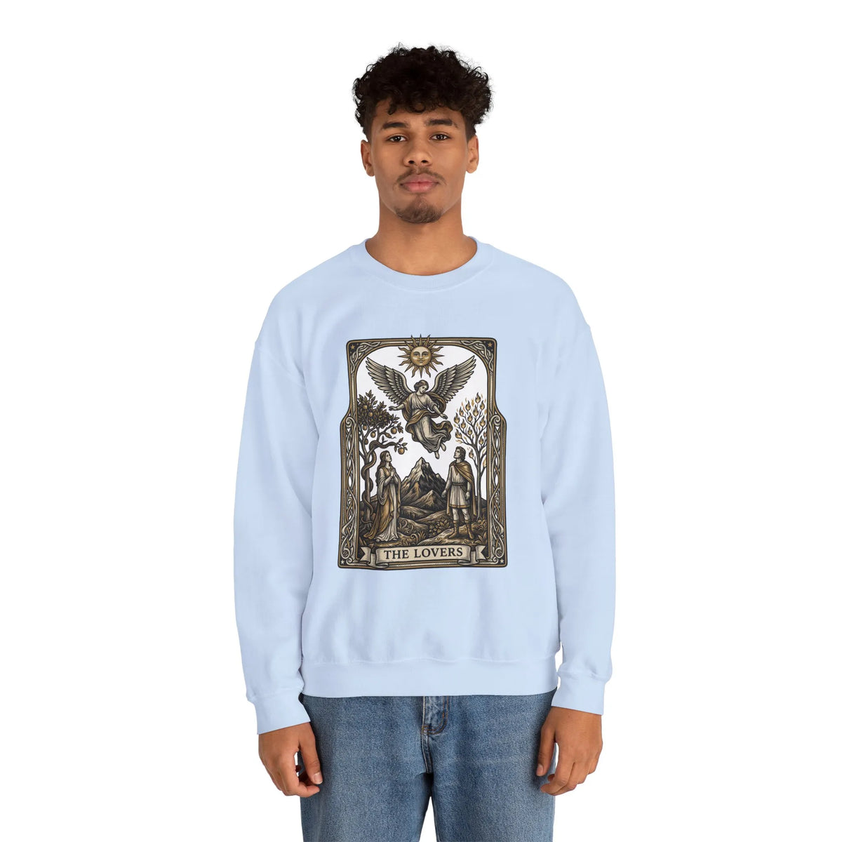 The Lovers Tarot Card Sweatshirt - Heavy Blend Fleece Crewneck - Unisex White
