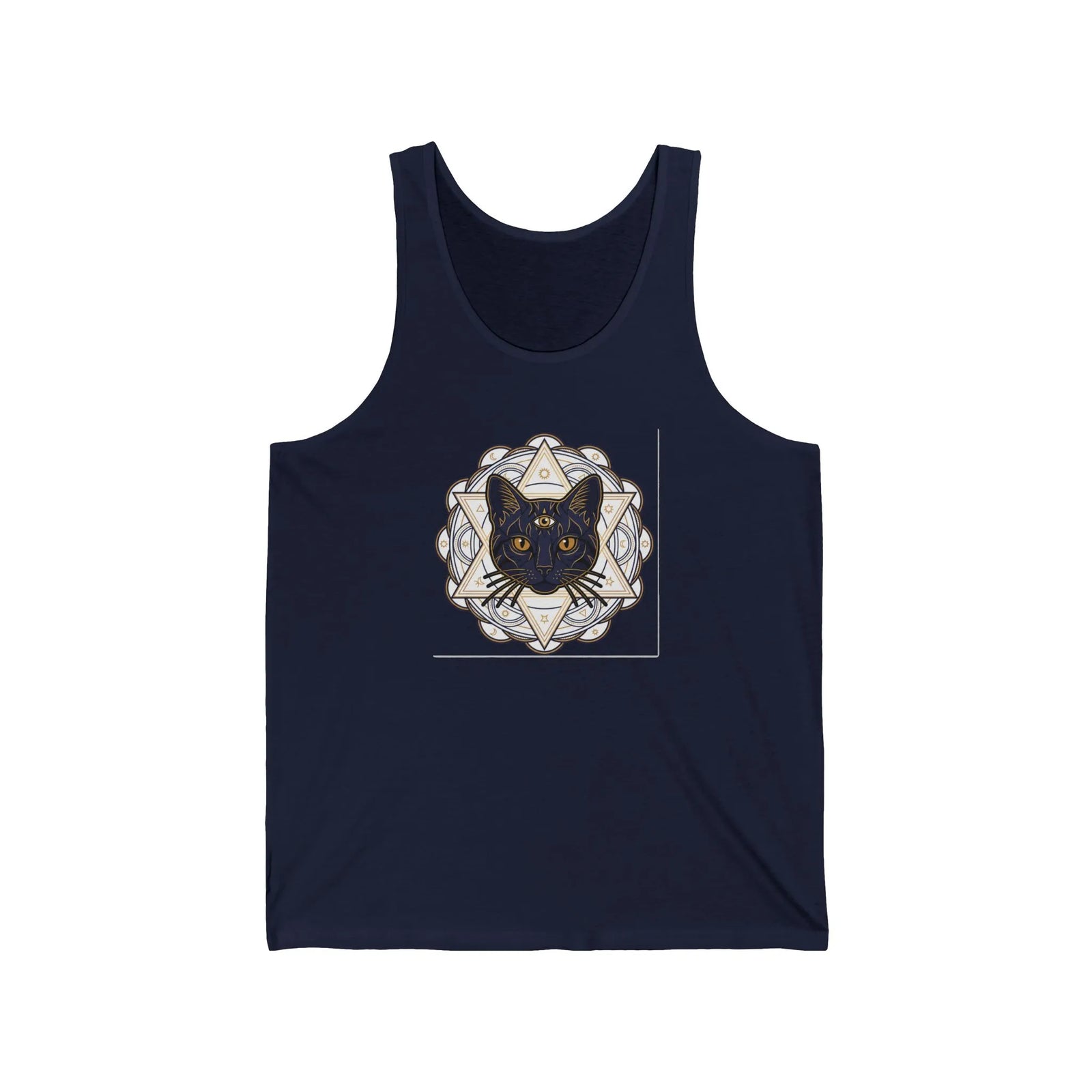Third Eye Alchemist Cat Graphic Tank Top - Soft Airlume Cotton Jersey - Unisex Athletic Heather