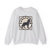 Sacred Geometry Spirit Dog Sweatshirt - Heavyweight Cotton Blend Crewneck - Unisex White