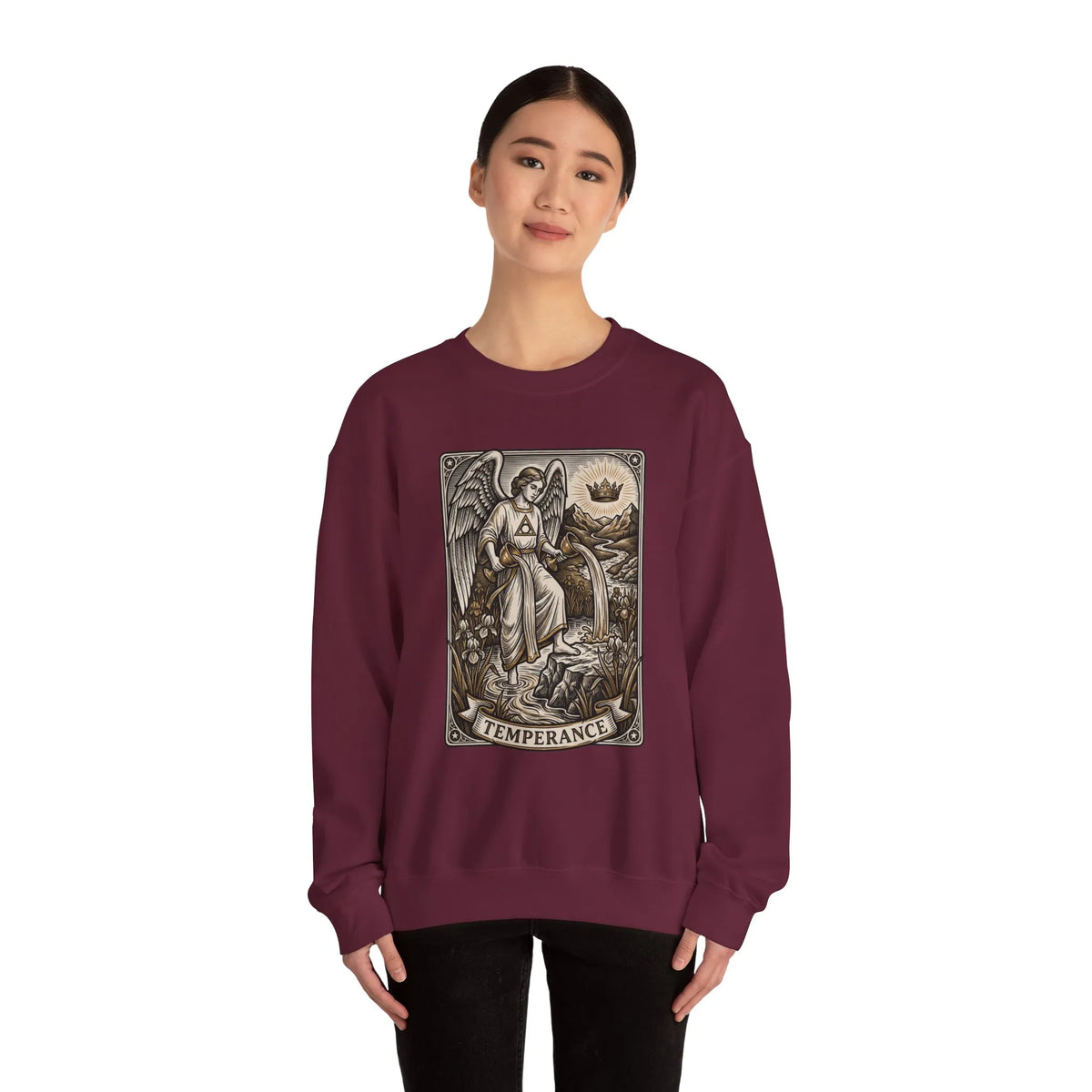 Temperance Tarot Card Angel Sweatshirt - Heavy Blend Fleece Crewneck - Unisex White