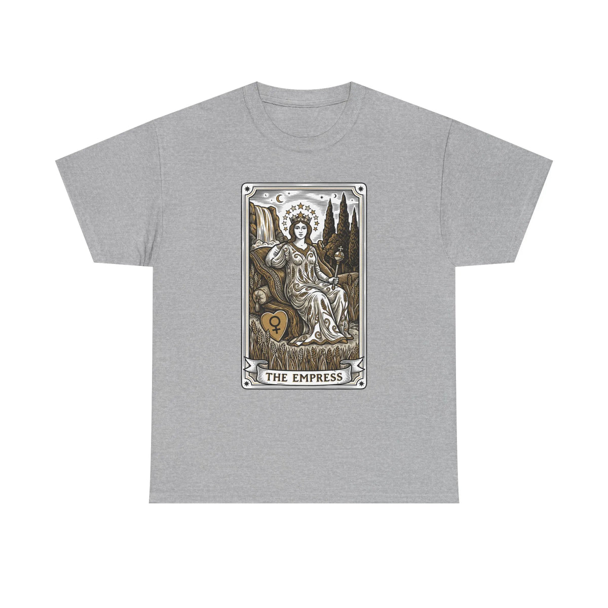 Empress Tarot Card Graphic T-Shirt - Heavy Cotton Classic Fit Tee - Unisex White