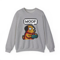 8-Bit Pixel Gaming Dogs Sweatshirt - Heavy Blend Cotton-Poly Crewneck - Unisex White