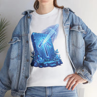 Tiwaz Tyr Sky Sword Graphic T-Shirt - Heavy Cotton Classic Fit Tee - Unisex White