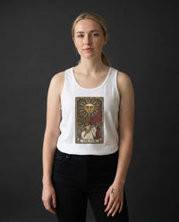 The Sun Tarot Card Tank Top - Soft Airlume Cotton Retail Fit - Unisex White