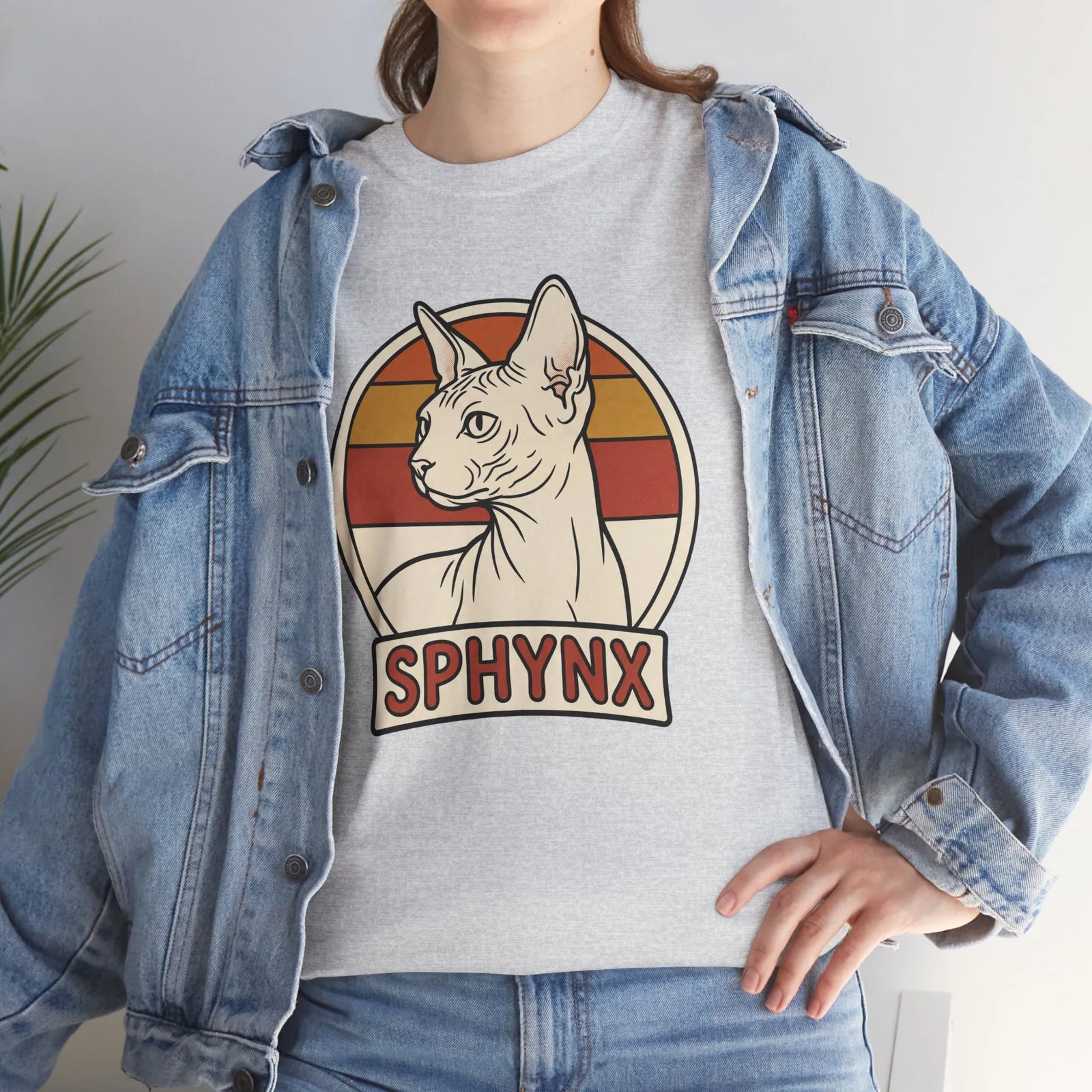 Sphynx Retro 70s Sunset Graphic T-Shirt - Heavy Cotton Classic Fit Tee - Unisex Off White