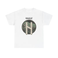 Hagalaz Rune Nordic Graphic T-Shirt - Heavy Cotton Classic Fit Tee - Unisex White