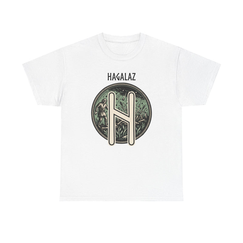 Hagalaz Rune Nordic Graphic T-Shirt - Heavy Cotton Classic Fit Tee - Unisex White
