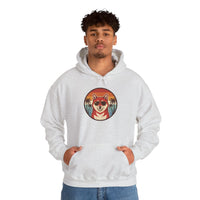 Shiba Inu 70s Sunset Aviator Hoodie - Cozy Fleece Blend Pullover - Unisex White
